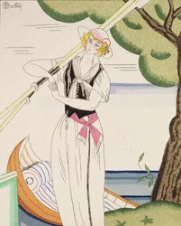 Frau steigt aus ihrem Boot